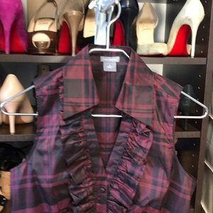 Ann Taylor burgundy sleeveless blouse